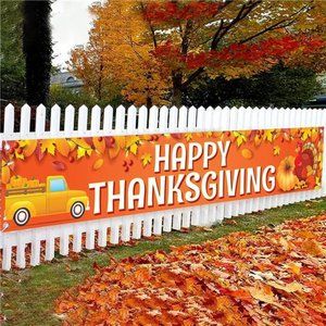 Happy Thanksgiving Banner -  120x20 Inch | Thanksgiving Fence Banner,